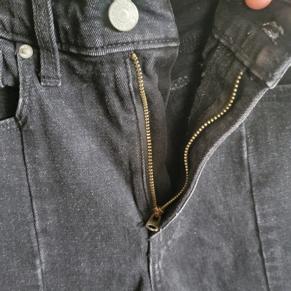 Abercrombie & Fitch the Skinny High Rise Jean Dark Gray Raw Split Hem 00 XS - Picture 3 of 11